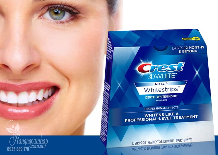 Miếng dán trắng răng Crest 3D White No Slip 40 miếng của Mỹ