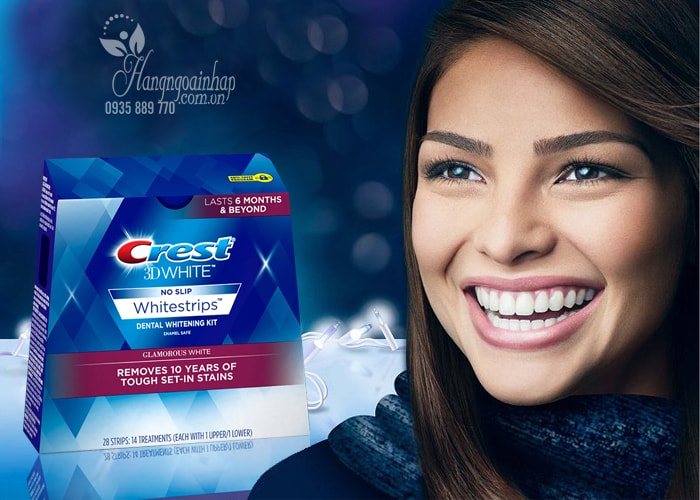 Miếng dán trắng răng Crest 3D White No Slip Whitestrips Lasts 6 months của Mỹ