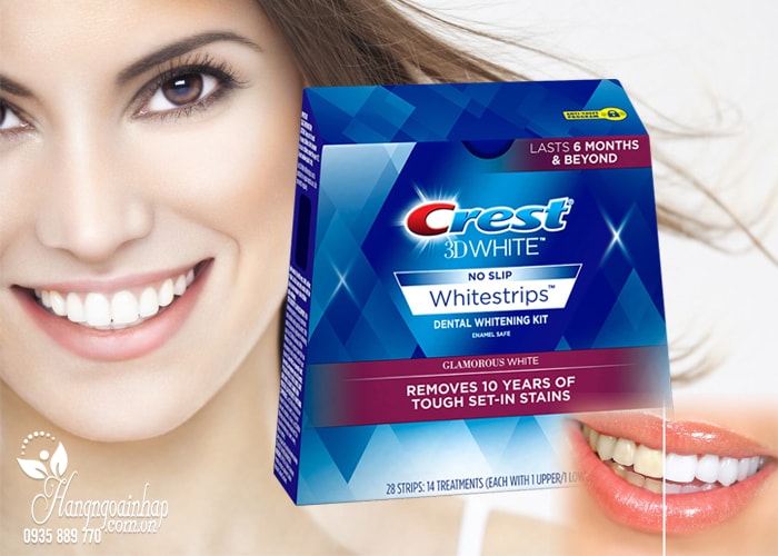 Miếng dán trắng răng Crest 3D White No Slip Whitestrips của mỹ