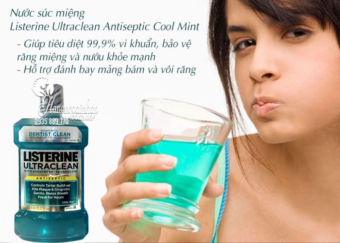 Nước súc miệng Listerine Ultraclean Antiseptic Cool Mint 1,5 lít 6