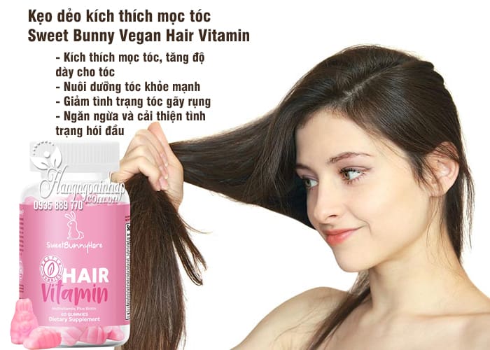 Kẹo dẻo kích thích mọc tóc Sweet Bunny Vegan Hair Vitamin 3