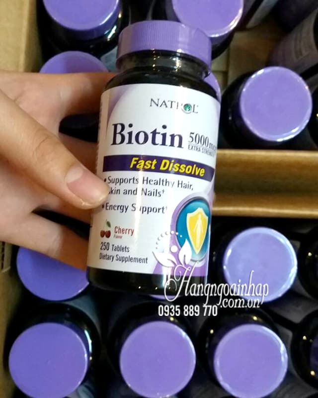 Thuốc mọc tóc Biotin 5000mcg Fast Dissolve Natrol của Mỹ 250 viên 4