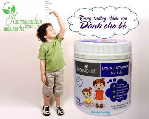 Bột tăng chiều cao cho bé dưới 6 tuổi Bio Island Lysine Starter của Úc