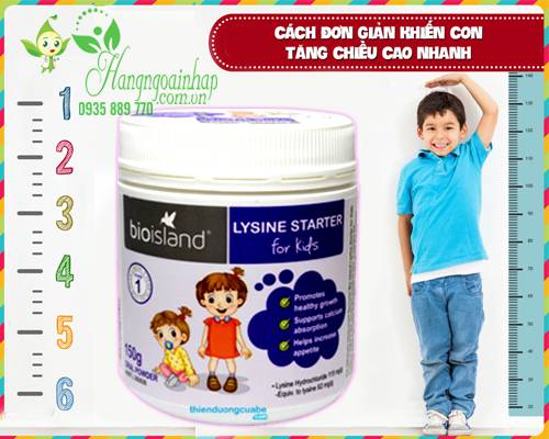 Bột tăng chiều cao cho bé dưới 6 tuổi Bio Island Lysine Starter của Úc