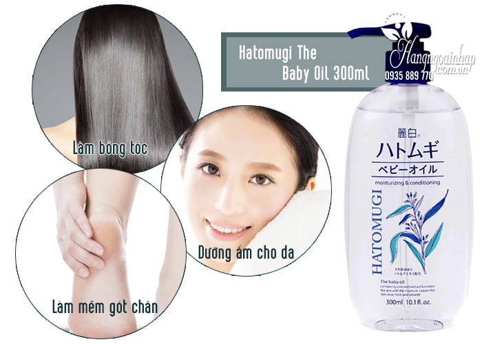 Dầu dưỡng ẩm cho bé Hatomugi The Baby Oil 300ml Nhật Bản 4