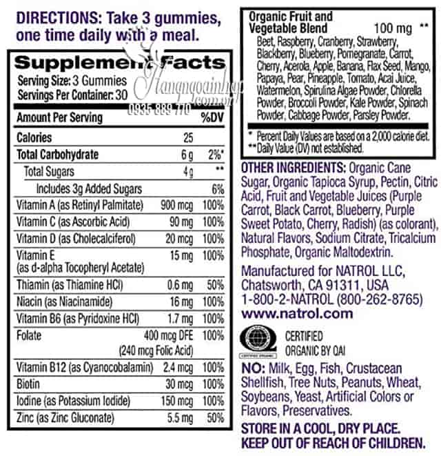 Kẹo dẻo bổ sung vitamin cho trẻ em Natrol Gummies Kids Multi 3