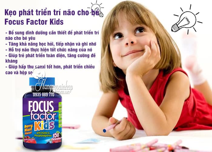 Kẹo phát triển trí não cho bé Focus Factor Kids 150 viên của Mỹ 2