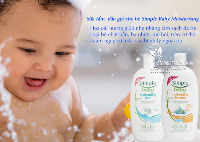 Sữa tắm, dầu gội cho bé Simple Baby Moisturising 300ml 2