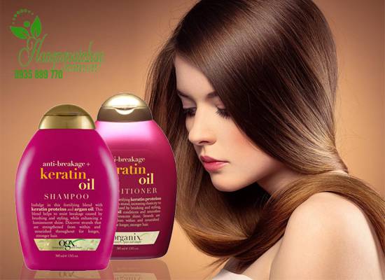  Bộ dầu gội và dầu xả Ogx Keratin Oil 385ml của Mỹ