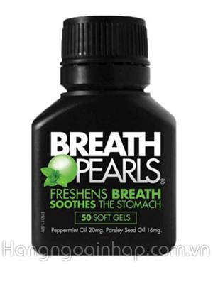 Viên uống thơm miệng Breath pearls hộp 50 viên của Úc