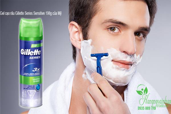 Gel cạo râu Gillette Series Sensitive 198g của Mỹ dành cho nam