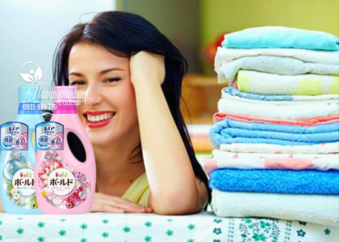 Nước giặt xả 2 in 1 Bold P&G 850g màu xanh, hồng Nhật Bản 5