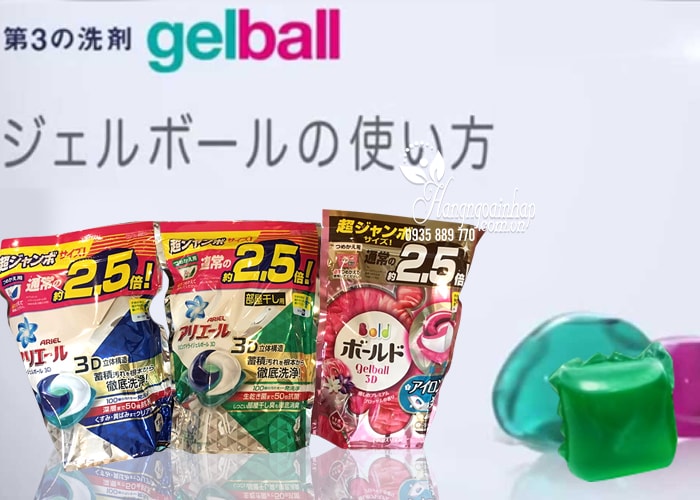 Viên giặt xả Ariel, Gel Ball 3D túi 44 viên của Nhật Bản 