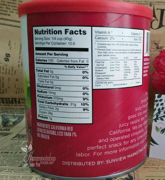 Nho khô Sunview Raisins Seedless 425g