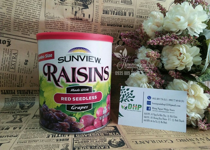 Nho khô Sunview Raisins Seedless 425g của Mỹ