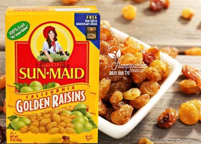 Nho khô hộp vàng Sun Maid Golden Raisins 425g của Mỹ 