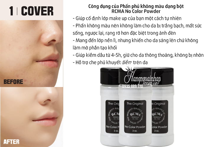 Phấn phủ không màu dạng bột RCMA No Color Powder 85g từ  Mỹ