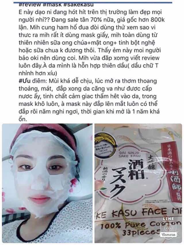 Mặt nạ Sake Kasu Face Mask review