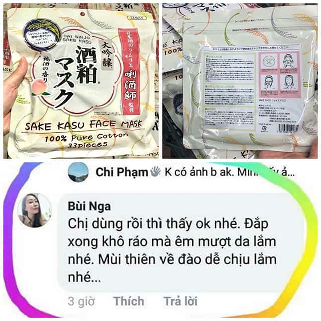 Mặt nạ Sake Kasu Face Mask review 1