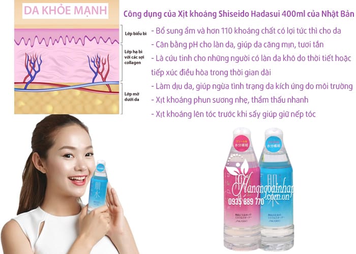 Xịt khoáng Shiseido Hadasui 400ml của Nhật Bản 2