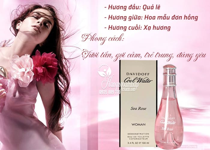 Nước hoa nữ Davidoff Cool Water Sea Rose EDT 100ml mẫu Tester, hàng pháp chính hãng 