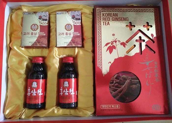 Bộ quà tặng nhân sâm Hàn Quốc, sâm lát, trà sâm, nước sâm
