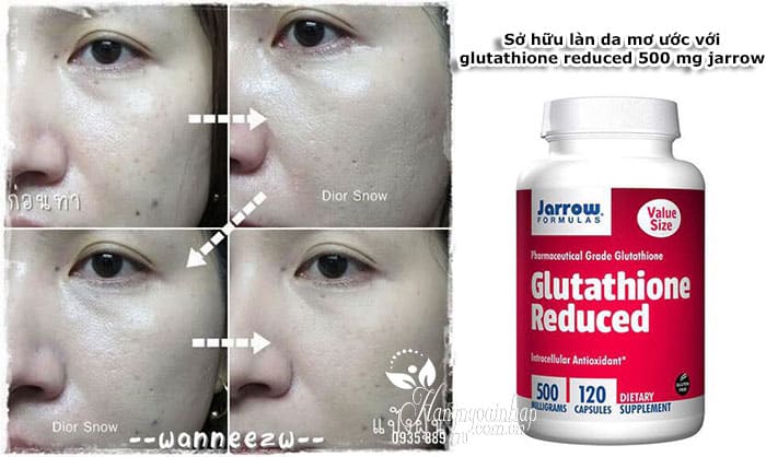 Glutathione Reduced 500mg- Viên Uống Làm Trắng Da, Chống Lão Hóa, Giải Độc Gan