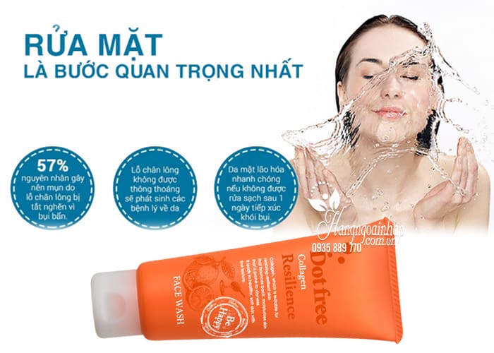 Sữa rửa mặt Collagen tươi Dotfree Resilience Face Wash 100g  2