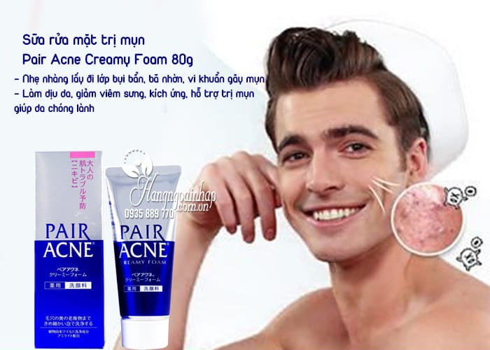 Sữa rửa mặt trị mụn Pair Acne Creamy Foam 80g của Nhật Bản 2