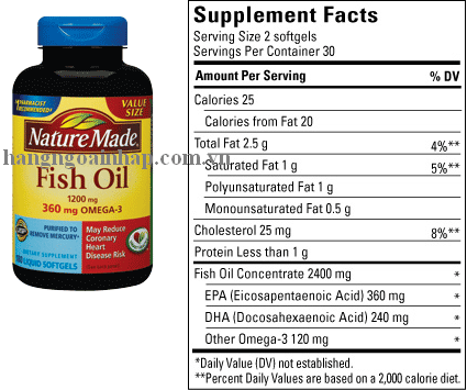 Dầu Cá Fish Oil Omega 3 1200mg Nature Made Của Mỹ