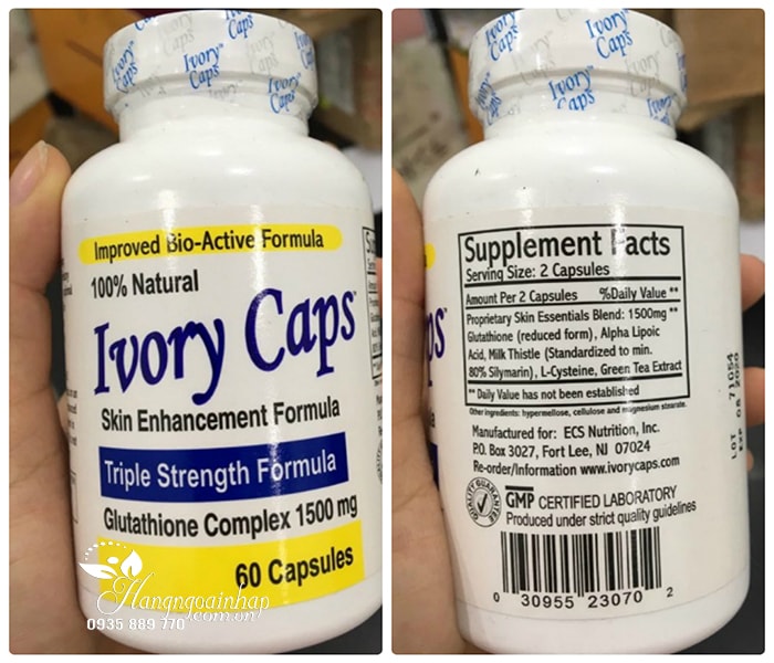 Viên thuốc uống trắng da Ivory Caps Glutathione 1500mg của Mỹ (3)