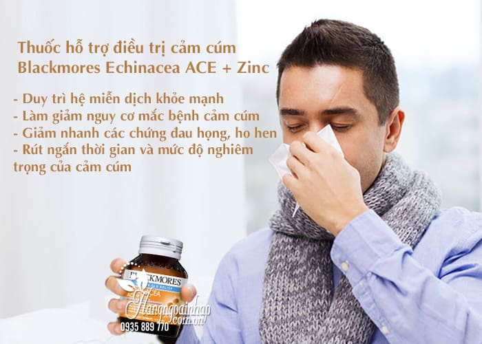 Thuốc hỗ trợ điều trị cảm cúm Blackmores Echinacea ACE + Zinc 3