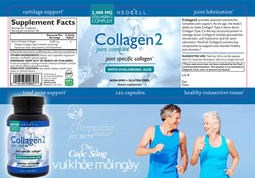 Neocell Collagen type 2 không biến tính của mỹ 120 viên