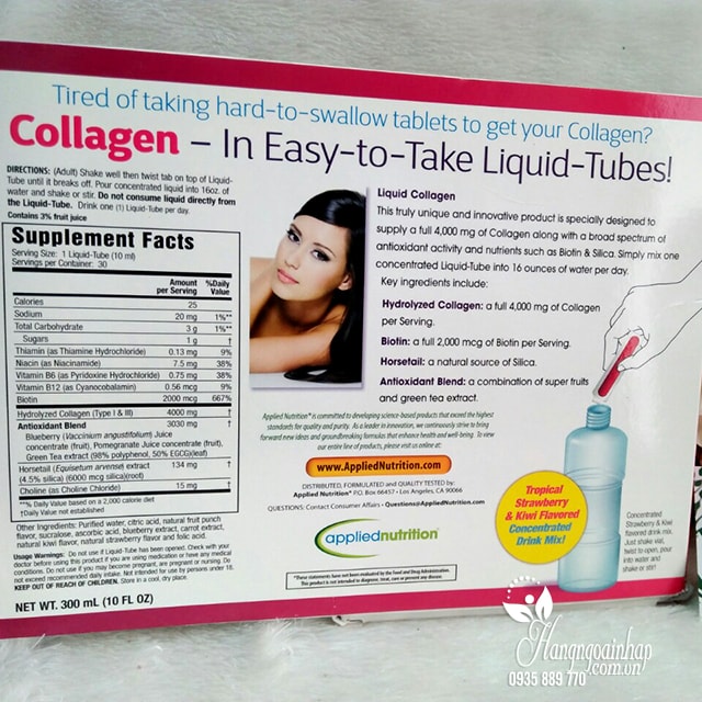 Nước Bổ Sung Collagen cao cấp Easy - to - Take Liquid Tube Applied Nutrition của mỹ