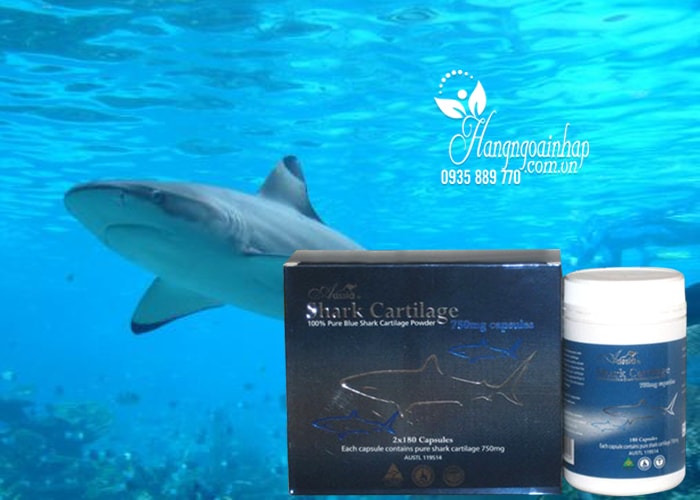 Sụn vi cá Mập Aussia Shark Cartilage 750mg 2 lọ x 180 viên của Úc