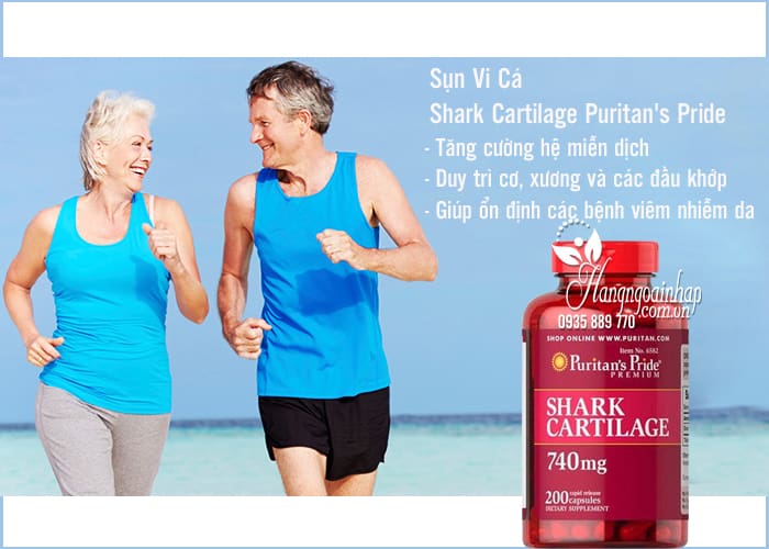 Sụn Vi Cá Shark Cartilage Puritan's Pride 740mg 200 Viên 2