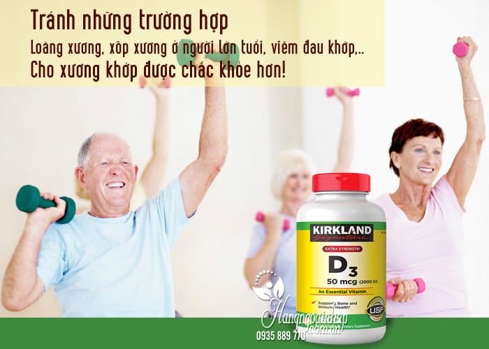 Viên uống Vitamin D3 Kirkland Extra Strength D3 50mcg của Mỹ 1