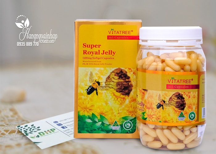 Sữa ong chúa Vitatree Super Royal Jelly 1600mg hộp 365 viên của Úc