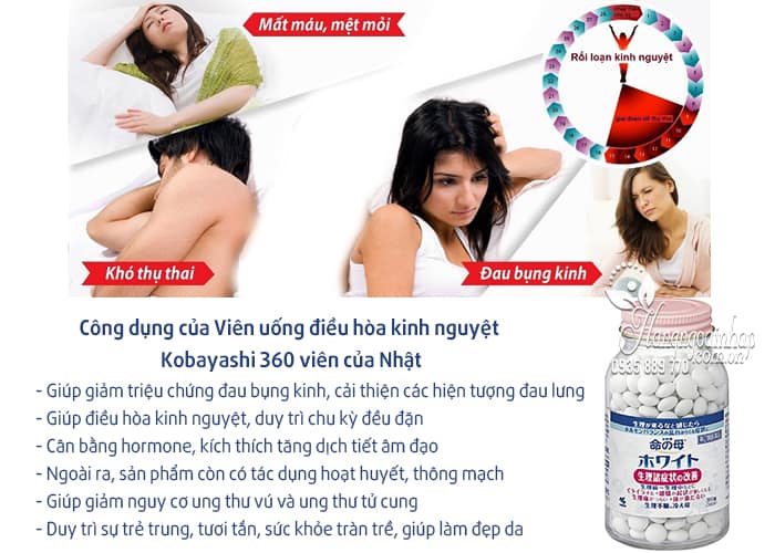 Viên uống điều hòa kinh nguyệt Kobayashi 360 viên của Nhật Bản 