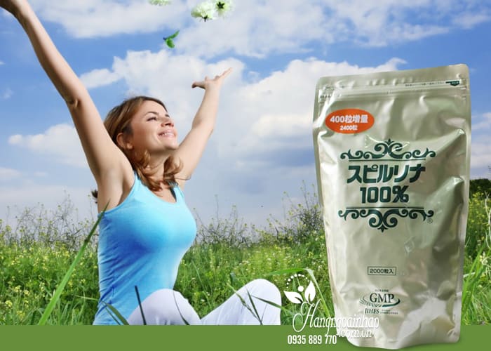 Tảo xoắn Spirulina Algae dạng túi 2400 viên của Nhật Bản 4