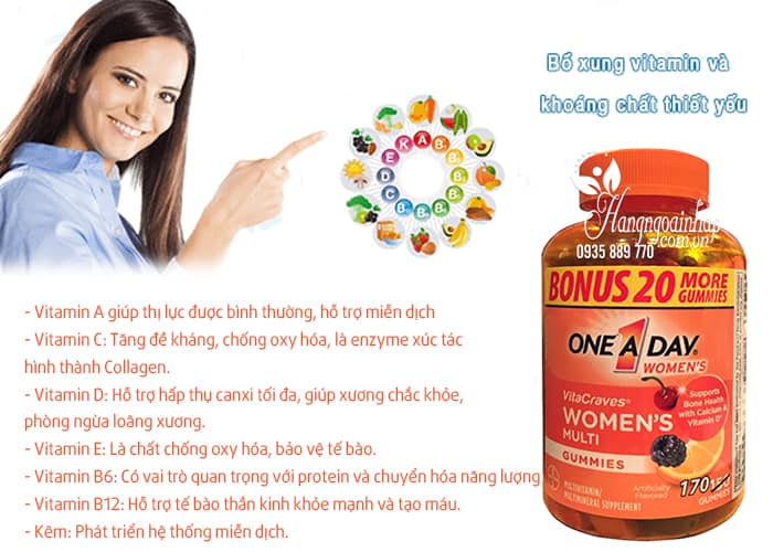 Kẹo Vitamin One A Day Women’s Vitacraves Gummies 170 viên của Mỹ 4