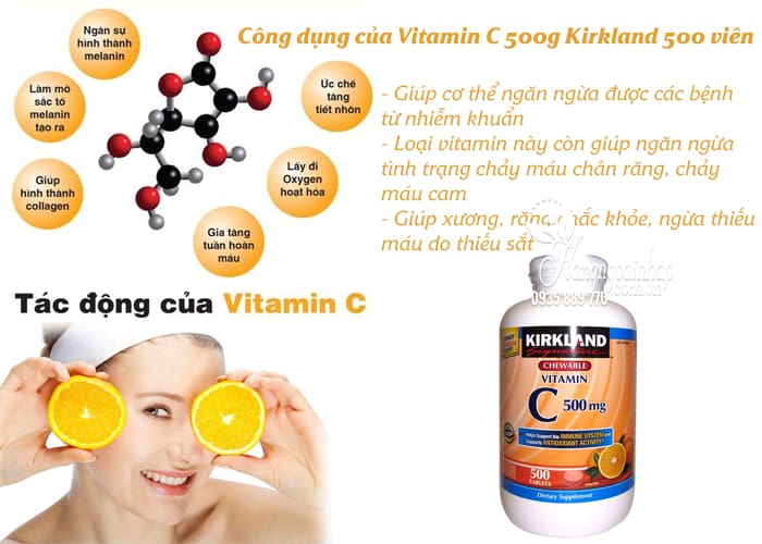 Viên uống bổ sung vitamin C 500mg Kirkland 500 viên của Mỹ 4