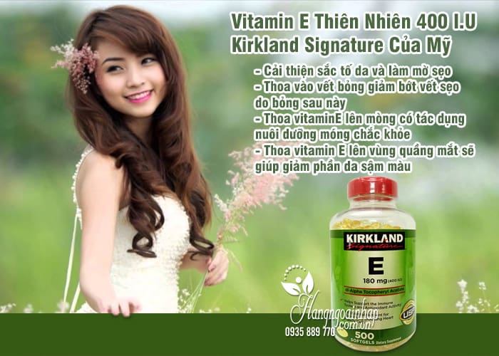 Vitamin E Thiên Nhiên 400 I.U Kirkland Signature 500 Viên Của Mỹ 1`0