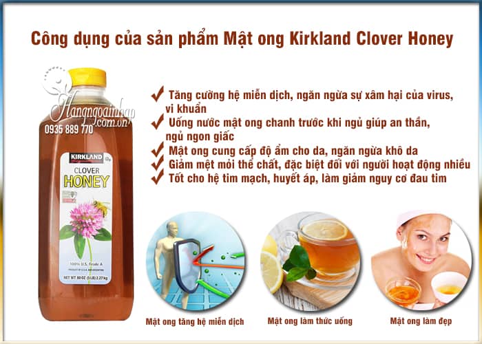 Mật ong Kirkland Clover Honey 2.27kg - Mật ong nguyên chất Mỹ 2