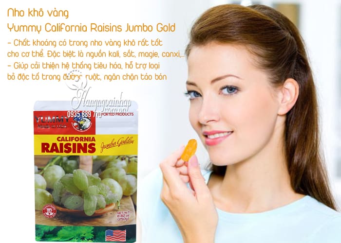 Nho khô vàng Yummy California Raisins Jumbo Gold 250g Mỹ 2