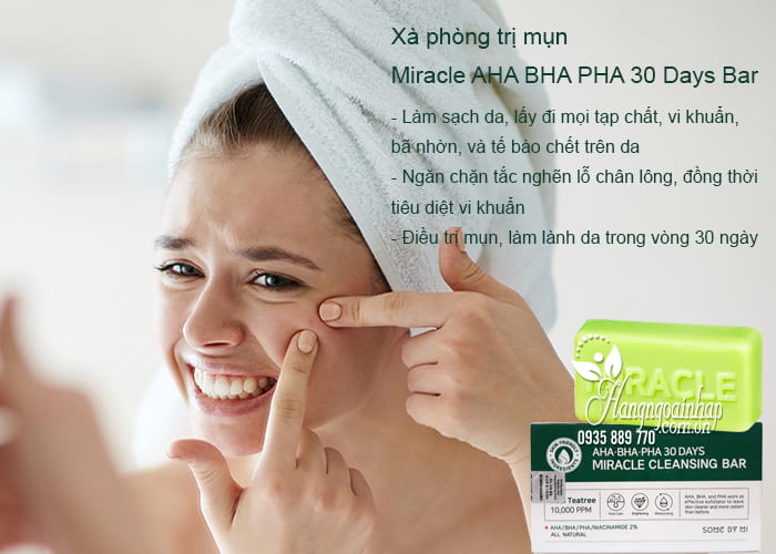 Xà phòng trị mụn Miracle AHA BHA PHA 30 Days Bar Hàn Quốc 3