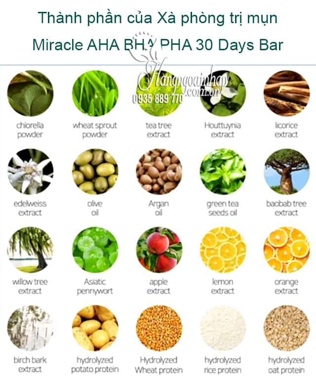 Xà phòng trị mụn Miracle AHA BHA PHA 30 Days Bar Hàn Quốc 2