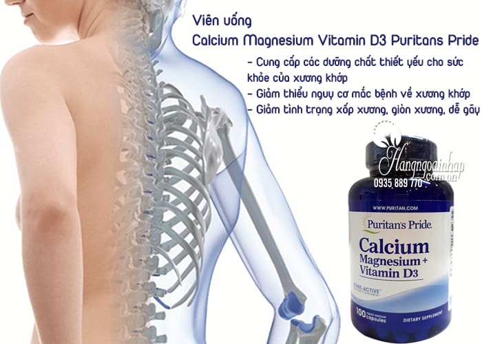 Viên uống Calcium Magnesium Vitamin D3 Puritans Pride của Mỹ 2