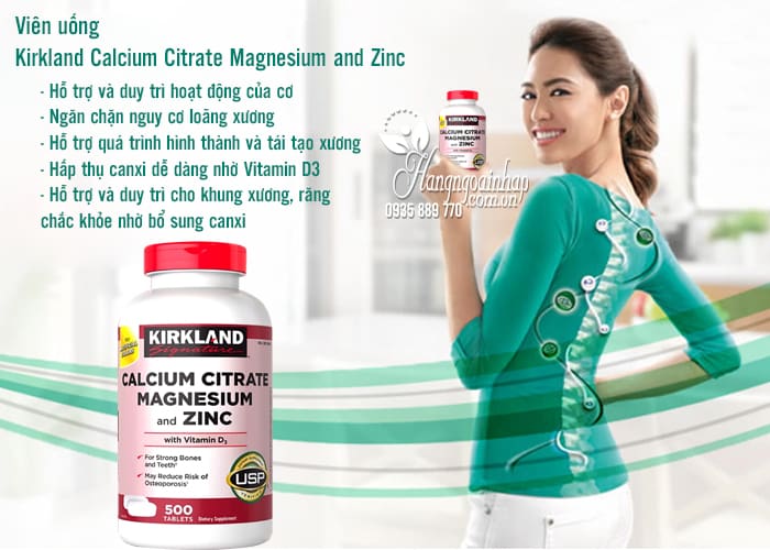 Viên uống Kirkland Calcium Citrate Magnesium and Zinc 500 viên của Mỹ 3